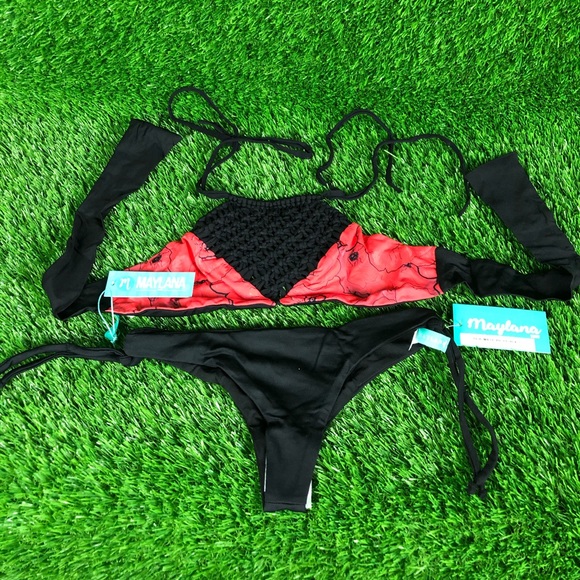 New NWT Maylana Swim Bikini Set Top Bottom Beach - Picture 3 of 5